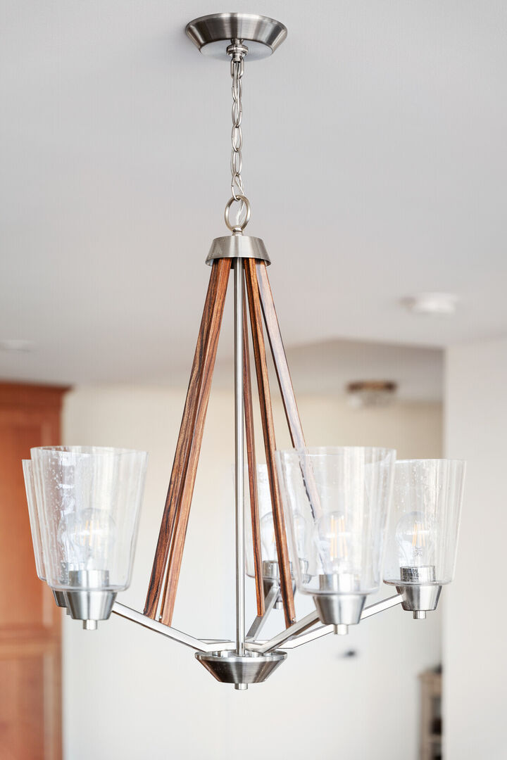 modern wood and glass chandelier